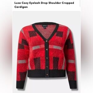 Torrid Size 0- Red and Black Checkered Cardigan